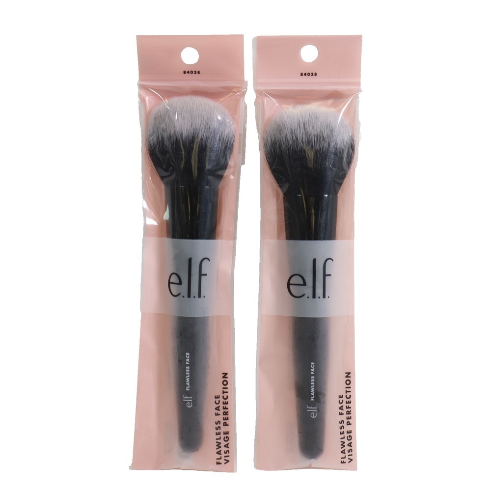 2 PACK e.l.f. Flawless Face Brush, Synthetic Makeup Brush For Contour